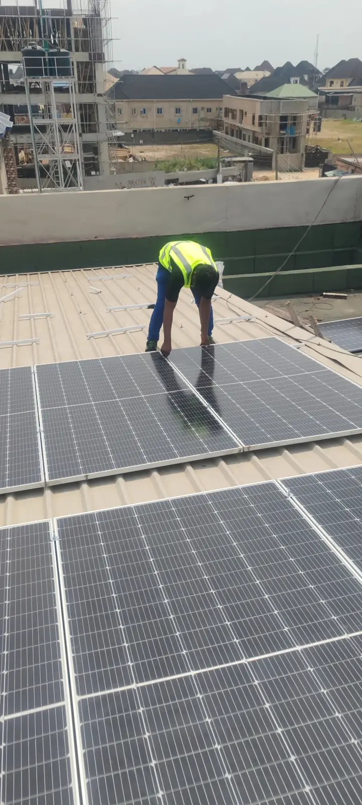 Solar installation on a commercial roof